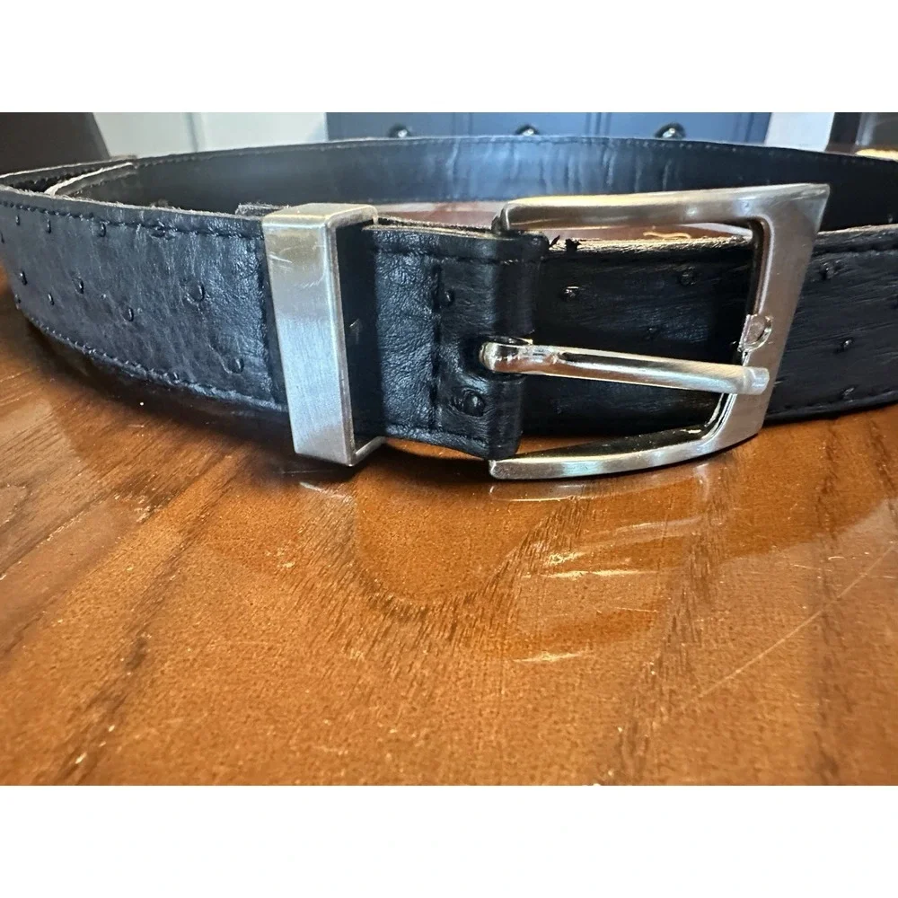 Black‎ Ostrich Leather Belt By Der Lederhandler South Africa 36
